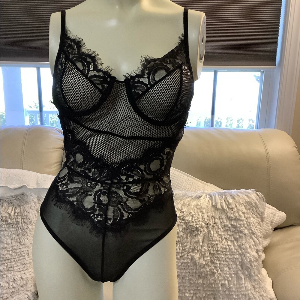 Elegant Black Lace Bodysuit